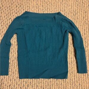 Y2K Teal Women's off the shoulder Sweater